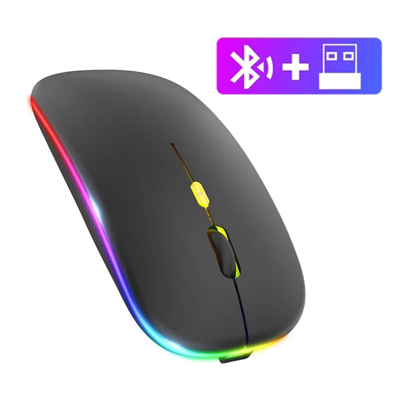 2.4GHz Wireless Mouse Bluetooth Mouse Mice Rechargeable Mouse Silent Mouse LED Backlit USB Gaming Mouse 1600DPI for PC Laptop