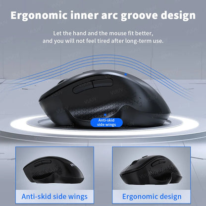 VUUV Ergonomic Wireless Bluetooth Mouse for Computer Laptop Macbook 1600DPI Dual Mode Rechargeable Mouse for IOS Android Tablet