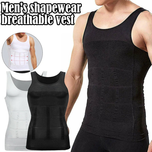 Men's Slimming Tight Skinny Elastic Body Shapewear Abdominal Tightening No Sleeves Breathable Vest Fitness Sport Shaping Shirt