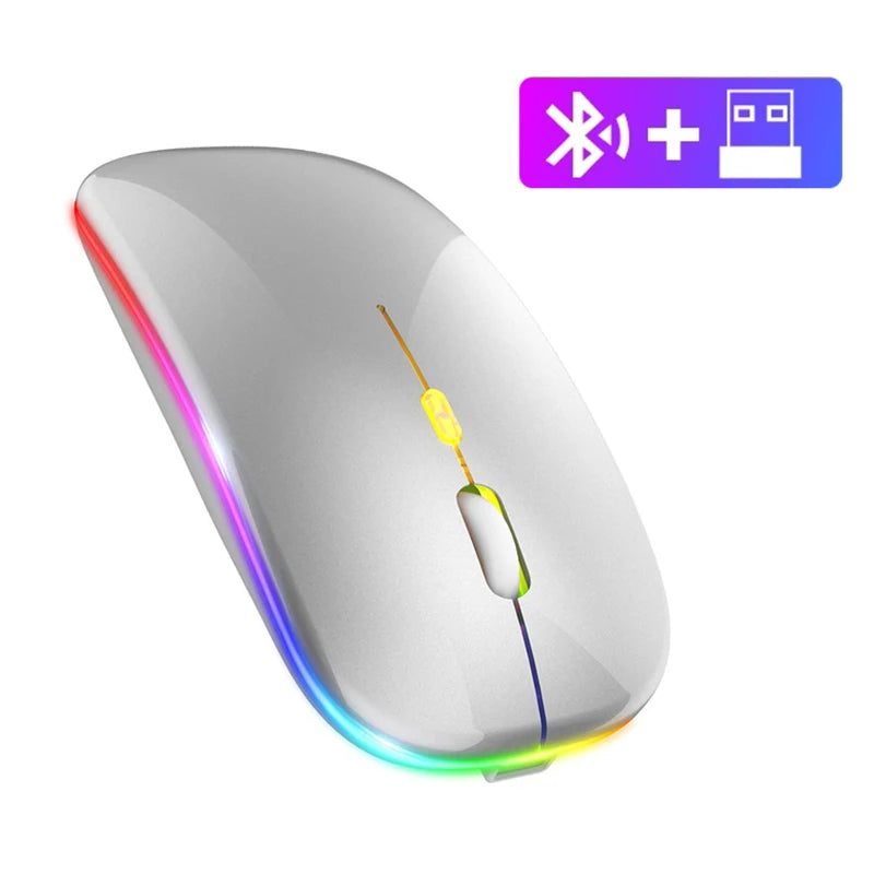 2.4GHz Wireless Mouse Bluetooth Mouse Mice Rechargeable Mouse Silent Mouse LED Backlit USB Gaming Mouse 1600DPI for PC Laptop