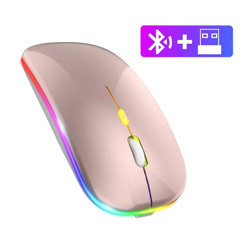 2.4GHz Wireless Mouse Bluetooth Mouse Mice Rechargeable Mouse Silent Mouse LED Backlit USB Gaming Mouse 1600DPI for PC Laptop