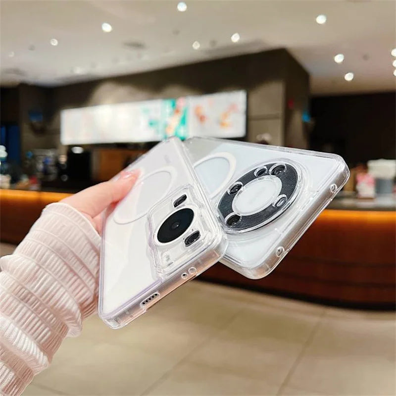 For Magsafe Magnetic Transparent Case For Samsung Galaxy S24 S23 S22 S21 S20FE Plus Note 20 Ultra A14 A34 A52 A53 A54 Soft Cover