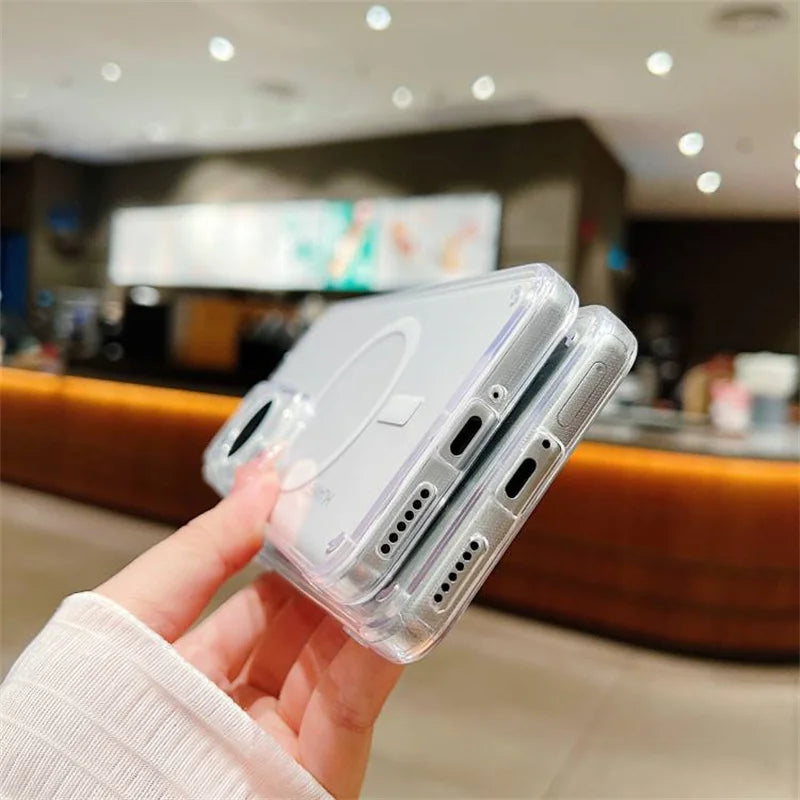 For Magsafe Magnetic Transparent Case For Samsung Galaxy S24 S23 S22 S21 S20FE Plus Note 20 Ultra A14 A34 A52 A53 A54 Soft Cover